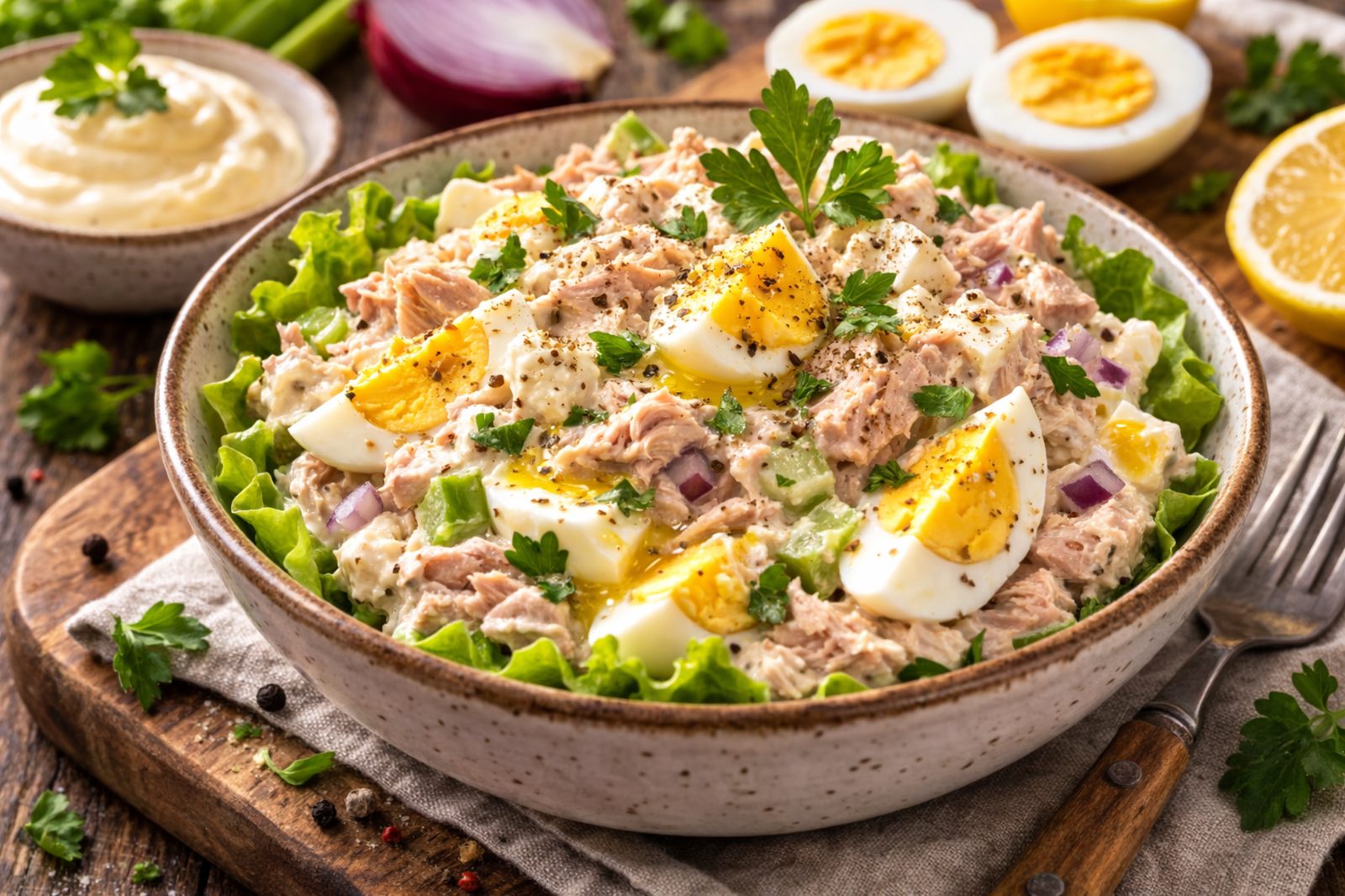 Keto salata: tuna + jaja + majonez