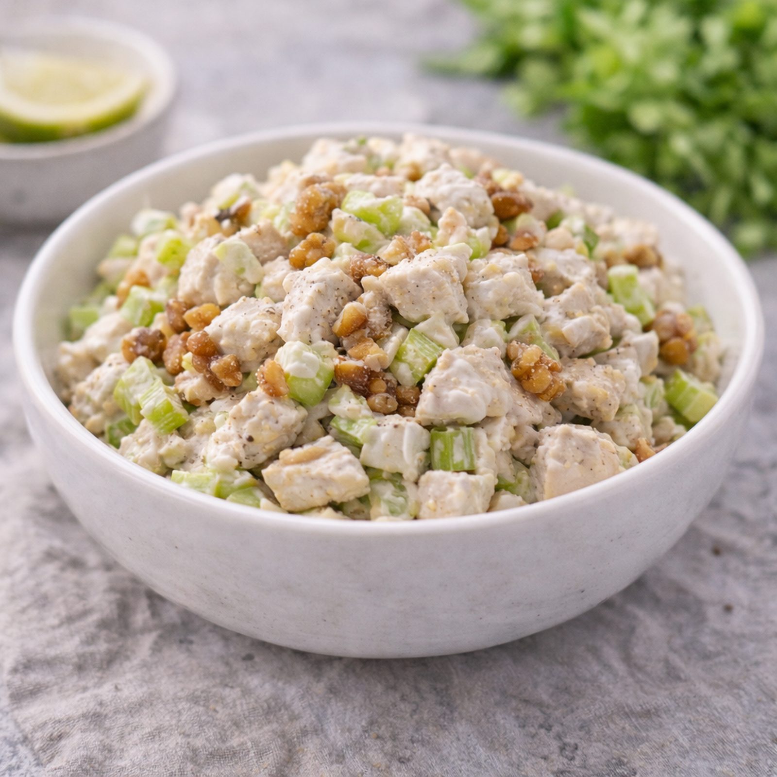 Pileća salata sa majonezom, orasima i celerom