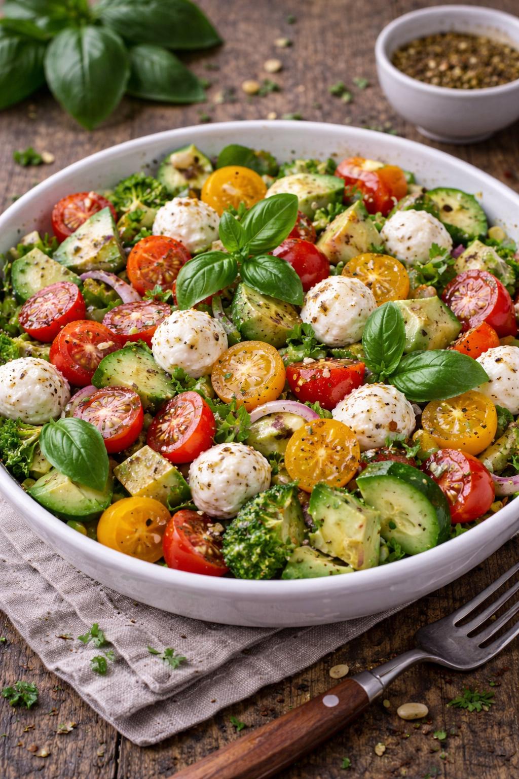 Keto caprese salata (mozzarella + paradajz)